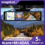 Imagebon 12" 4K ADAS Dash Cam Wireless CarPlay & Android Auto 5G WiFi Rearview Mirror Car DVR GPS FM Bluetooth Night Vision